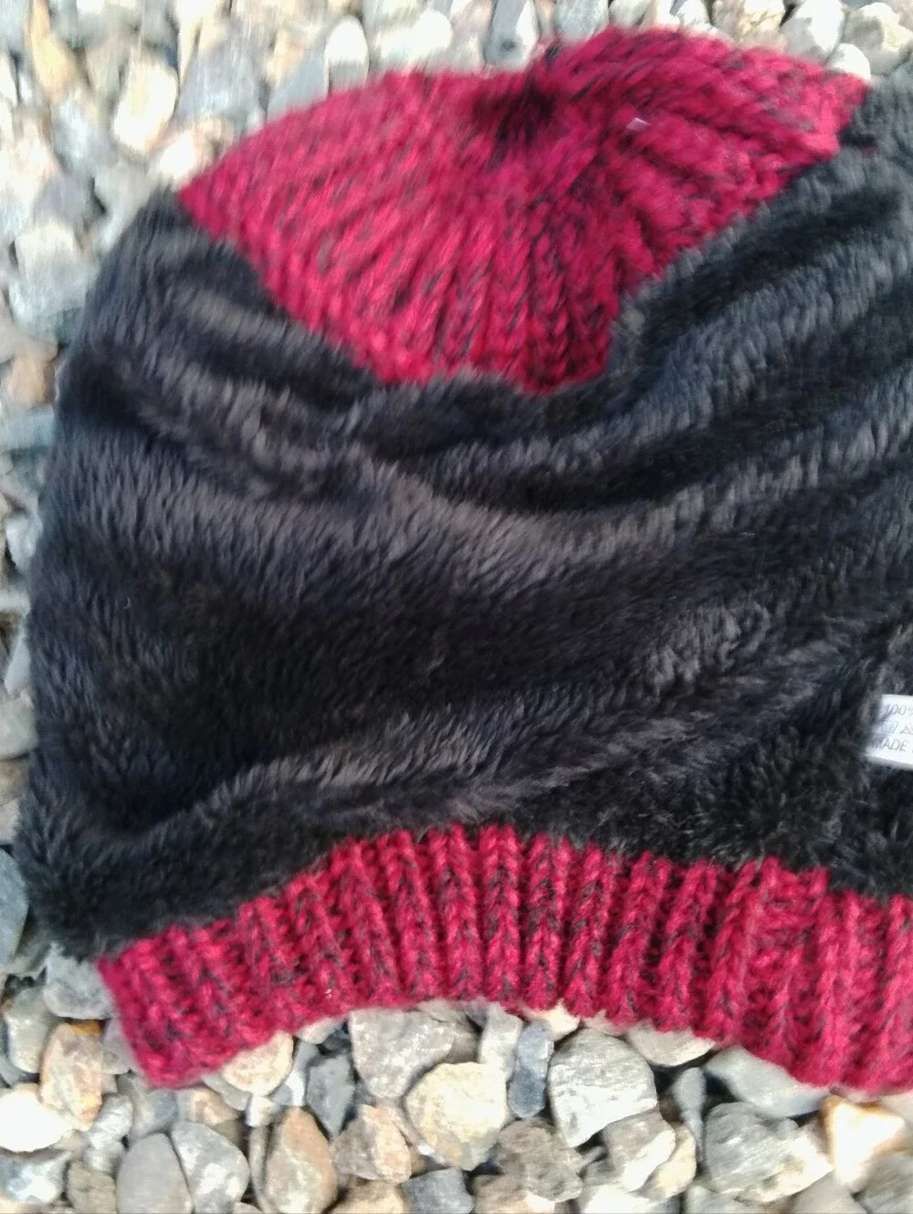 GK Burgandy Messy Bun Beanie Soft Stretch Knit Ponytail Hat Cap Lined